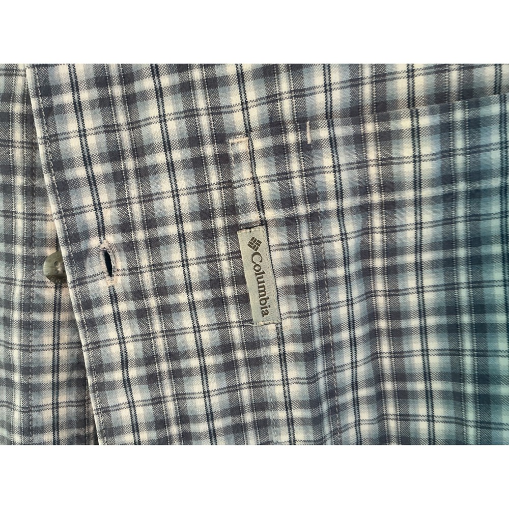 Columbia Sportswear Mens Large Blue Grey Plaid Long Sleeve Button Down Shirt - Picture 3 of 7